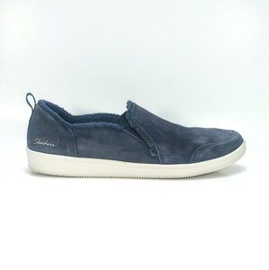 Skechers Madison Avenue Plushed Womens 8.5 Blue Suede Faux Fur Lined Shoes